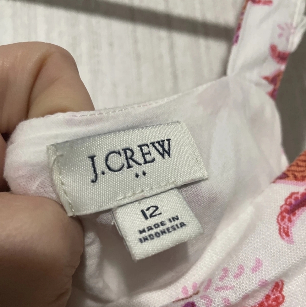 J. Crew Size 12 Linen Blend Floral Sundress Ruffle Accents Pockets - Picture 2 of 12